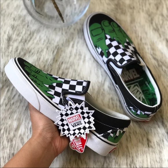 ‼️sold‼️Vans Hulk Avengers Checkered Shoes 5Y - Picture 4 of 8